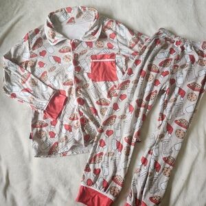 Adorable Cookie and Milk Kids Pajama Set - Red and White